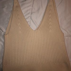 Ribbed crop top beige